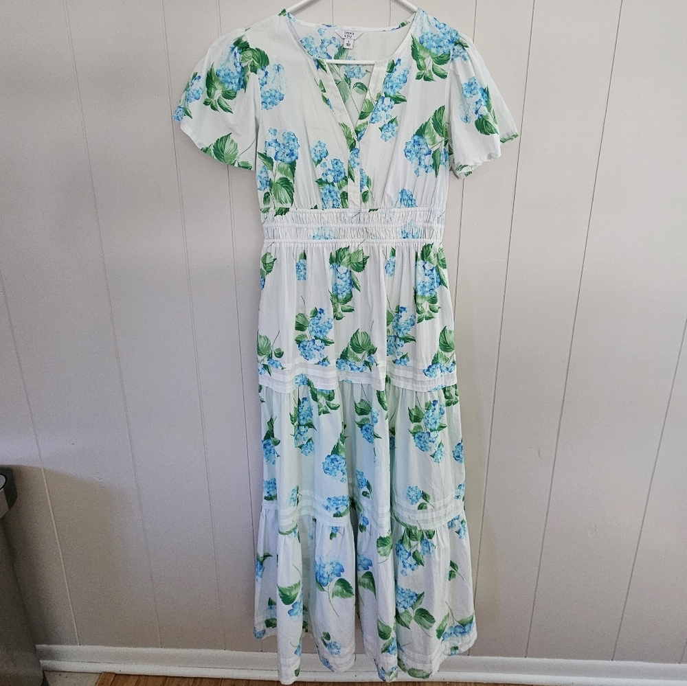 Crown & Ivy Hydrandea  Green and Blue Women's Dress